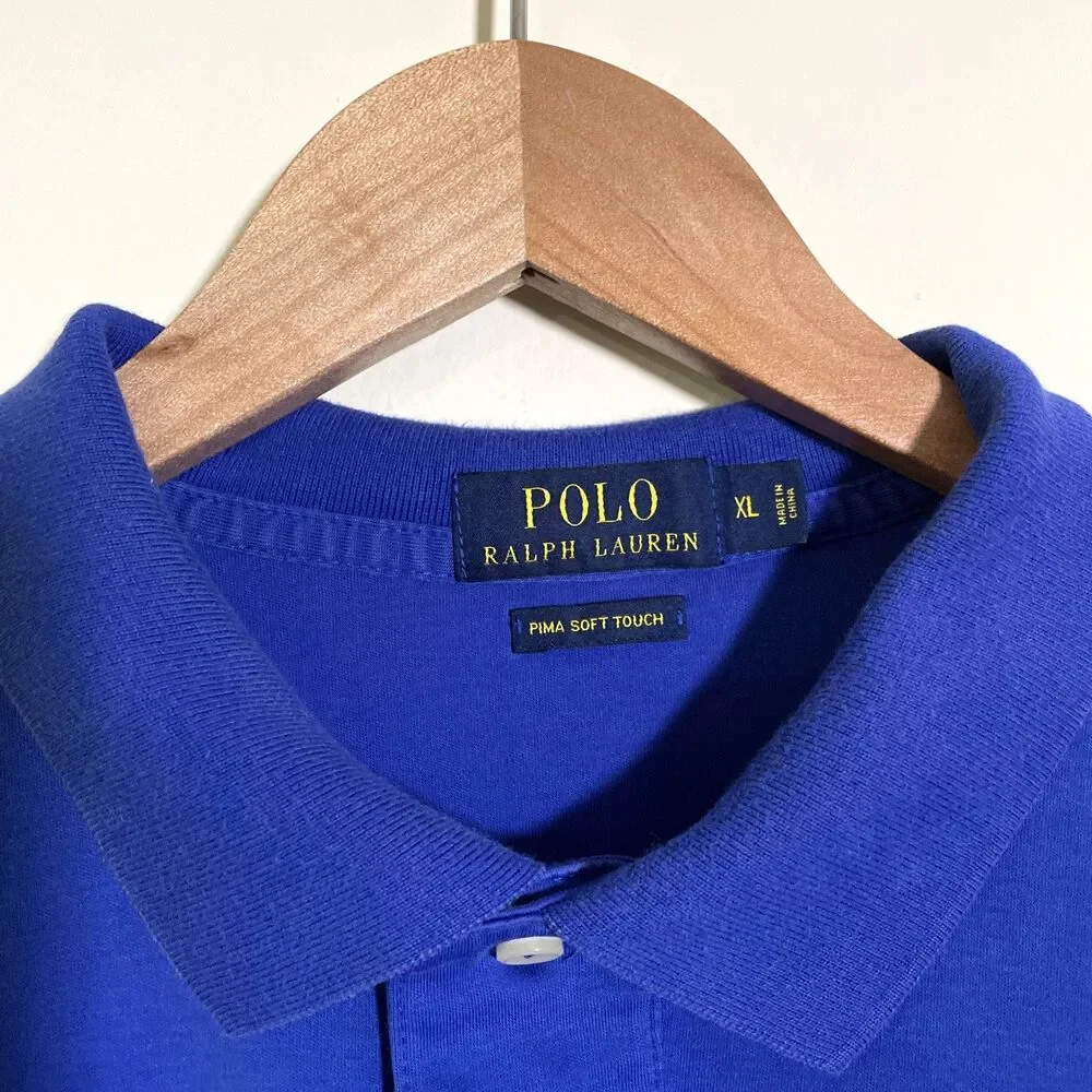 Polo Ralph Lauren Men's Pima Soft Touch Polo Shirt Size XL Blue Preppy Casual